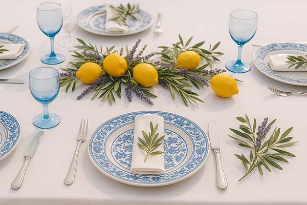 dressage de table sur le thème dolce vita italienne