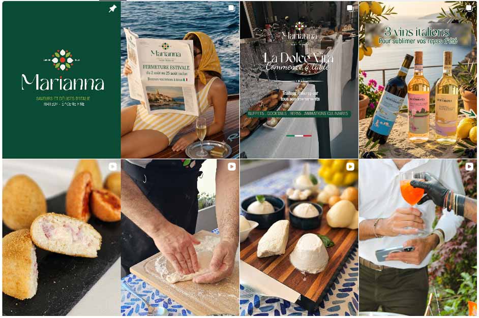 insta-feed Marianna, saveurs et délices d'Italie sur Instagram
